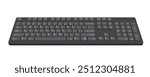Computer Keyboard 3d front view in color black realistic vector illustration isolated on white background, eps