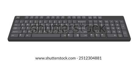 Computer Keyboard 3d front view in color black realistic vector illustration isolated on white background, eps