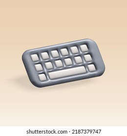 computer keyboard 3d icon. qwerty keyboard 3d illustration.