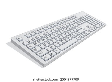 Computer Keyboard 3d view in color light gray, realistic vector illustration isolated on white background, eps