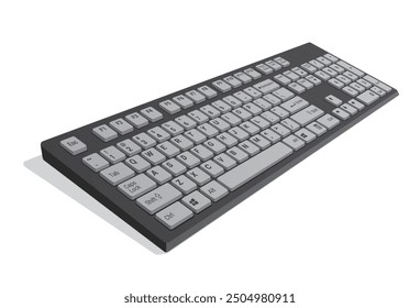 Computer Keyboard 3d view in color black and gray, realistic vector illustration isolated on white background, eps