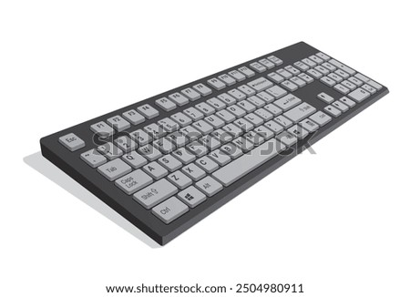 Computer Keyboard 3d view in color black and gray, realistic vector illustration isolated on white background, eps