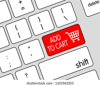 Computer keyboard Add to cart with shopping cart logo