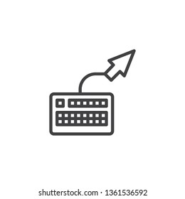 Computer keyboard and arrow line icon. linear style sign for mobile concept and web design. Data control outline vector icon. Symbol, logo illustration. Pixel perfect vector graphics