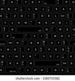 computer keyboard background seamless. Abstract vector pattern texture seamless background. Black and White buttons, keyboard.