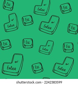 Computer keyboard background seamless. Abstract vector pattern texture seamless. White Illustration buttons keyboard