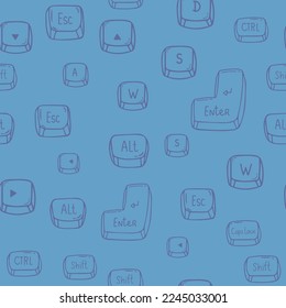 Computer keyboard background seamless. Abstract vector pattern texture seamless. White Illustration buttons keyboard