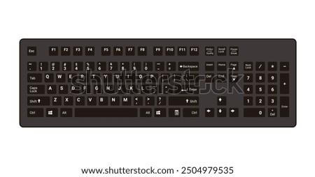 Computer Keyboard in Black Color Vector Illustration isolated on white background, eps
