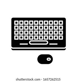 Computer keyboard black icon, concept illustration, vector flat symbol, glyph sign.