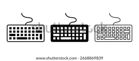 Computer keyboard black icon set. keyboard vector symbol. Keyboard icon sheet multiple style collection.