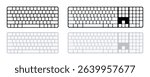 Computer keyboard blank buttons vector collection. Flat keyboard mockup set with empty keys