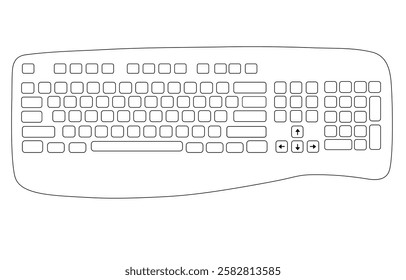 Computer keyboard blank template. Top view. 