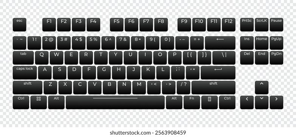 Computer keyboard button layout template with letters for graphic use. Modern computer keyboard. Vector illustration