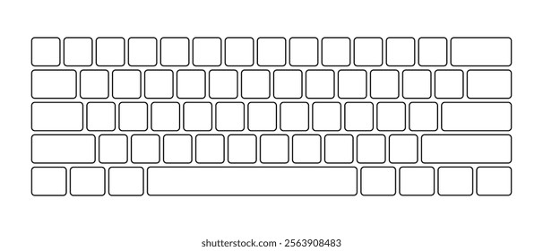 Computer keyboard button layout template with letters for graphic use. Modern computer keyboard. Vector illustration