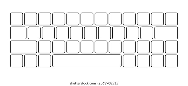 Computer keyboard button layout template for graphic use. Modern computer keyboard. Vector illustration