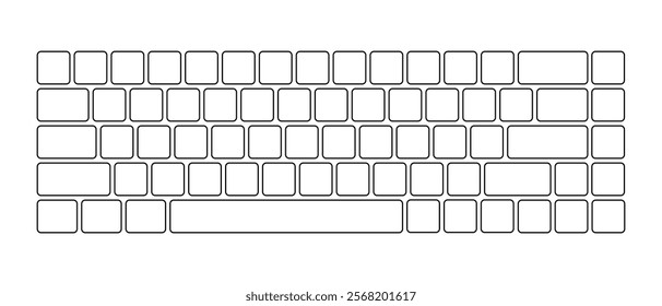 Computer keyboard button layout template for graphic use. Modern computer keyboard. Vector illustration