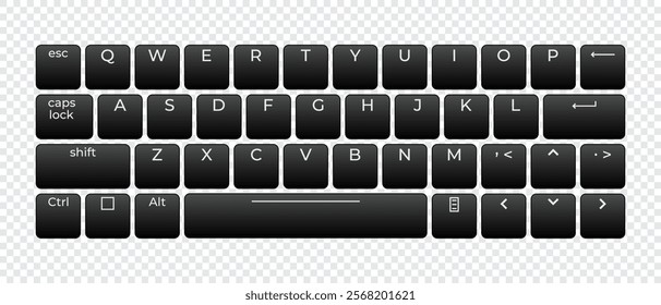 Computer keyboard button layout template with letters for graphic use. Modern computer keyboard. Vector illustration