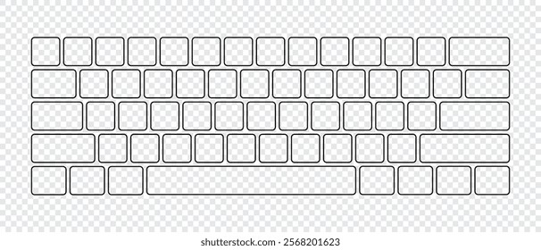 Computer keyboard button layout template with letters for graphic use. Modern computer keyboard. Vector illustration