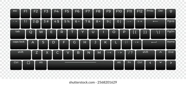 Computer keyboard button layout template with letters for graphic use. Modern computer keyboard. Vector illustration