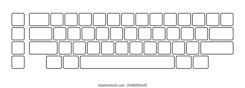 Computer keyboard button layout template for graphic use. Modern computer keyboard. Vector illustration