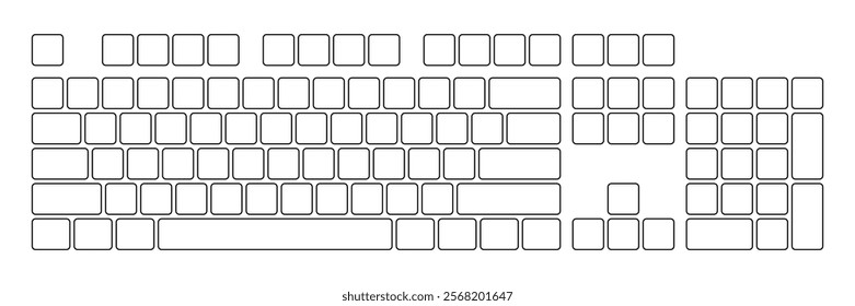 Computer keyboard button layout template for graphic use. Modern computer keyboard. Vector illustration