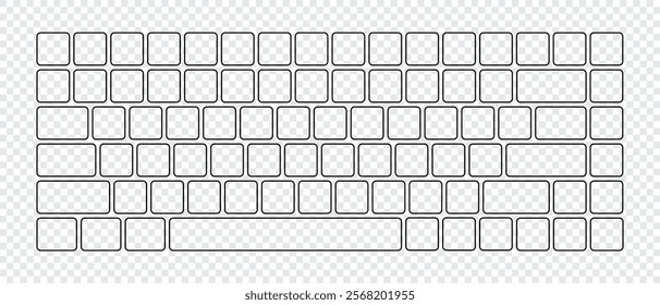 Computer keyboard button layout template for graphic use. Modern computer keyboard. Vector illustration