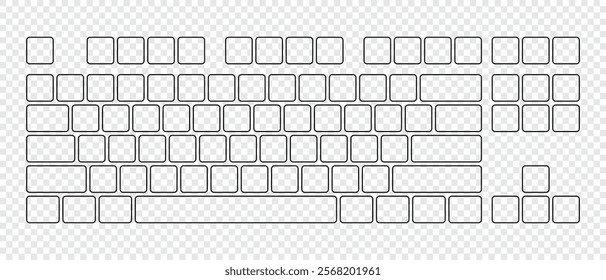 Computer keyboard button layout template for graphic use. Modern computer keyboard. Vector illustration