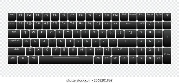 Computer keyboard button layout template with letters for graphic use. Modern computer keyboard. Vector illustration