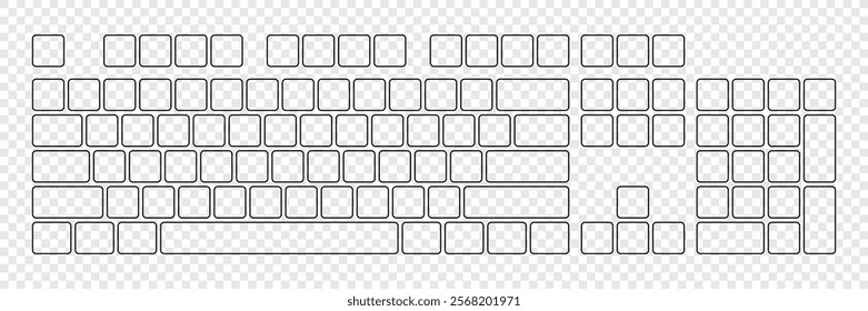 Computer keyboard button layout template for graphic use. Modern computer keyboard. Vector illustration