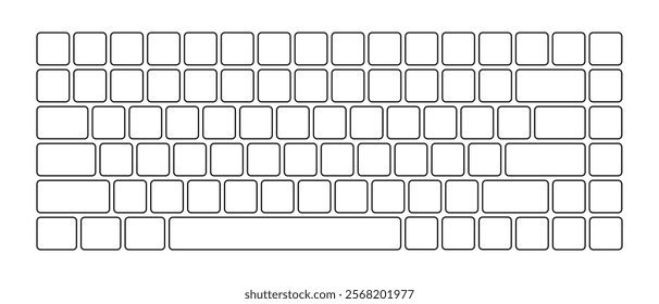 Computer keyboard button layout template for graphic use. Modern computer keyboard. Vector illustration