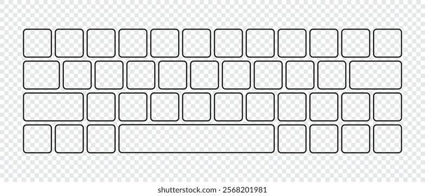 Computer keyboard button layout template for graphic use. Modern computer keyboard. Vector illustration