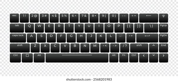 Computer keyboard button layout template with letters for graphic use. Modern computer keyboard. Vector illustration