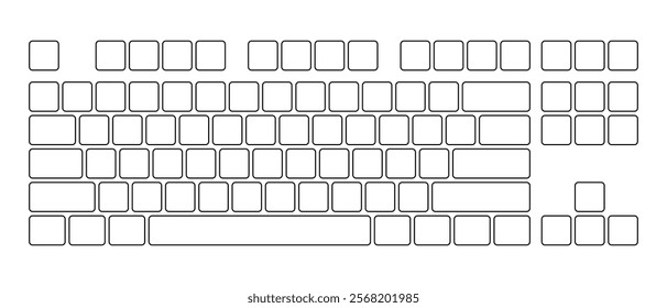 Computer keyboard button layout template for graphic use. Modern computer keyboard. Vector illustration