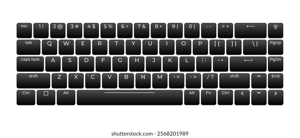 Computer keyboard button layout template with letters for graphic use. Modern computer keyboard. Vector illustration