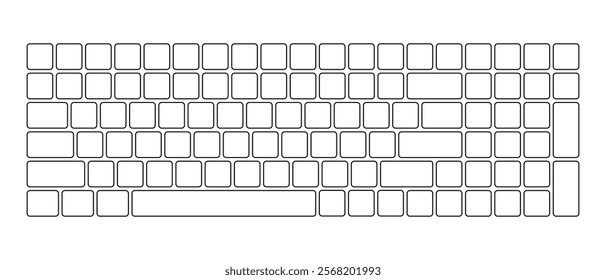 Computer keyboard button layout template for graphic use. Modern computer keyboard. Vector illustration