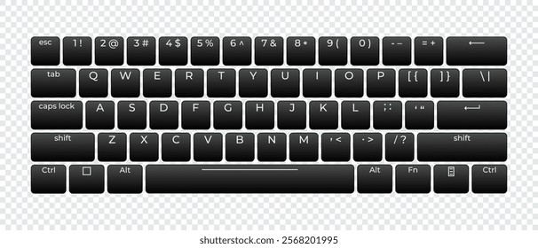 Computer keyboard button layout template with letters for graphic use. Modern computer keyboard. Vector illustration