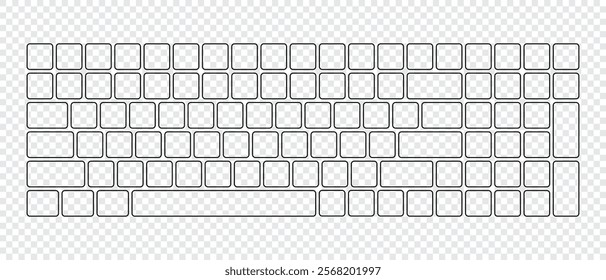 Computer keyboard button layout template for graphic use. Modern computer keyboard. Vector illustration