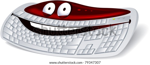 Computer Keyboard Character Series Cute Electronic Stock Vector