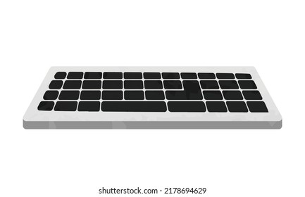 Computer-Tastatur-Clip-Art. Einfache Computer- oder Laptop-Tastatur, Aquarell, Vektorgrafik einzeln auf weißem Hintergrund. Moderne Computertastatur mit schwarzen Tasten, Vorderansicht Cartoon handgezeichnet