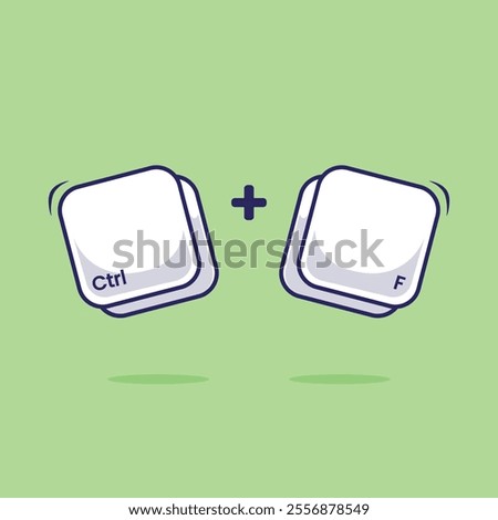 Computer keyboard combination icon, mascot, symbol Ctrl F shortcut illustration. Work efficient innovation technology on computer program