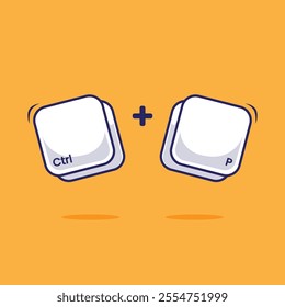 Computer keyboard combination shortcut Ctrl P icon, mascot, symbol object fast typing technology keyboard shortcut automation