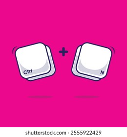 Computer keyboard combination shortcut Ctrl N icon symbol fast typing technology illustration program