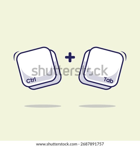 Computer keyboard combination shortcut or hotkeys ctrl plus tab icon, sign, symbol for fast typing technology on modern era