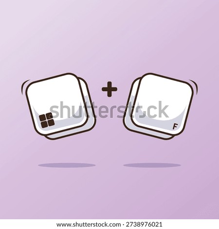 Computer keyboard combination shortcut or hotkeys windows plus f icon, button, symbol with simple design concept illustration. Technology