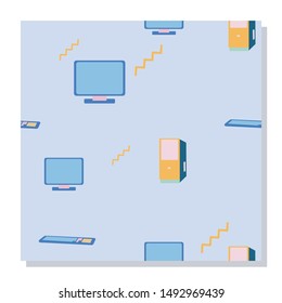 computer keyboard CPU pattern illustration vector