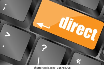 Computer keyboard with direct key. business concept vector