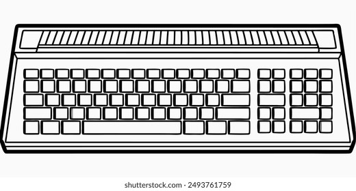 Computer keyboard drawing in black and white on white background