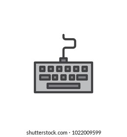 Computer keyboard filled outline icon, line vector sign, linear colorful pictogram isolated on white. Typewriter device symbol, logo illustration. Pixel perfect vector graphics