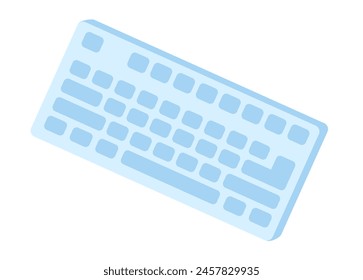 Computer keyboard in flat design. Gadget with letters and numbers buttons. Vector illustration isolated.