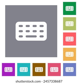 Computer keyboard flat icons on simple color square backgrounds